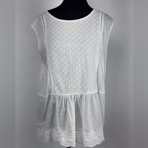 Sleeveless White Boho Blouse - XLG